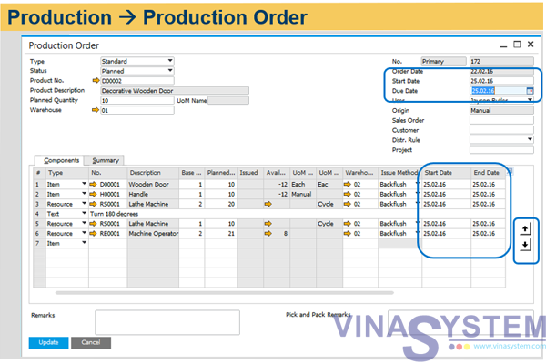 sap business one production planning